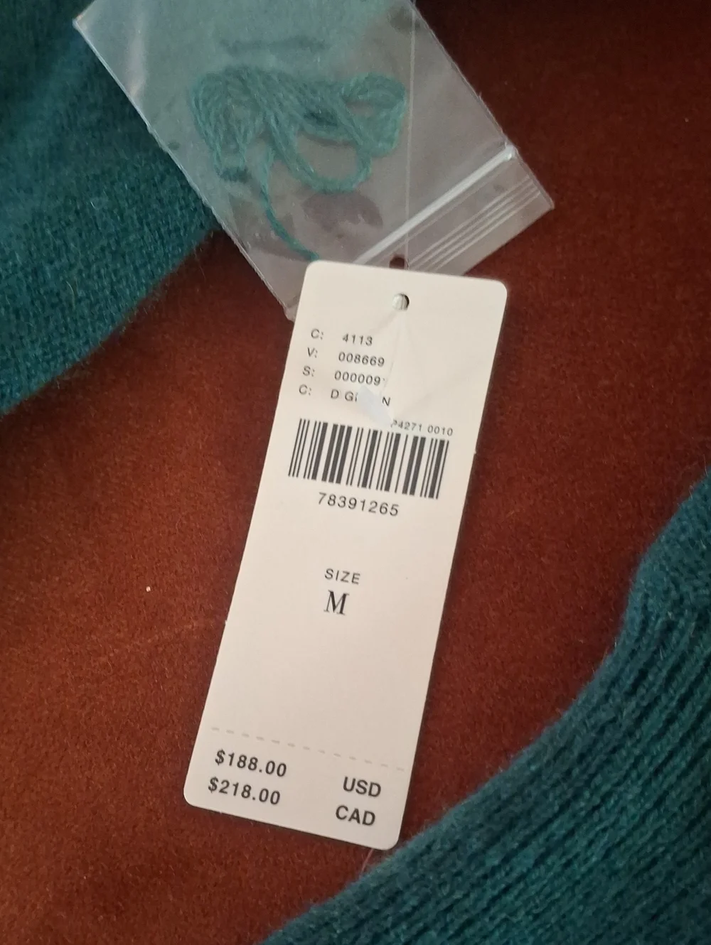 Mauve For Anthropologie Teal V-Neck Sweater for Women Brand New With Tags